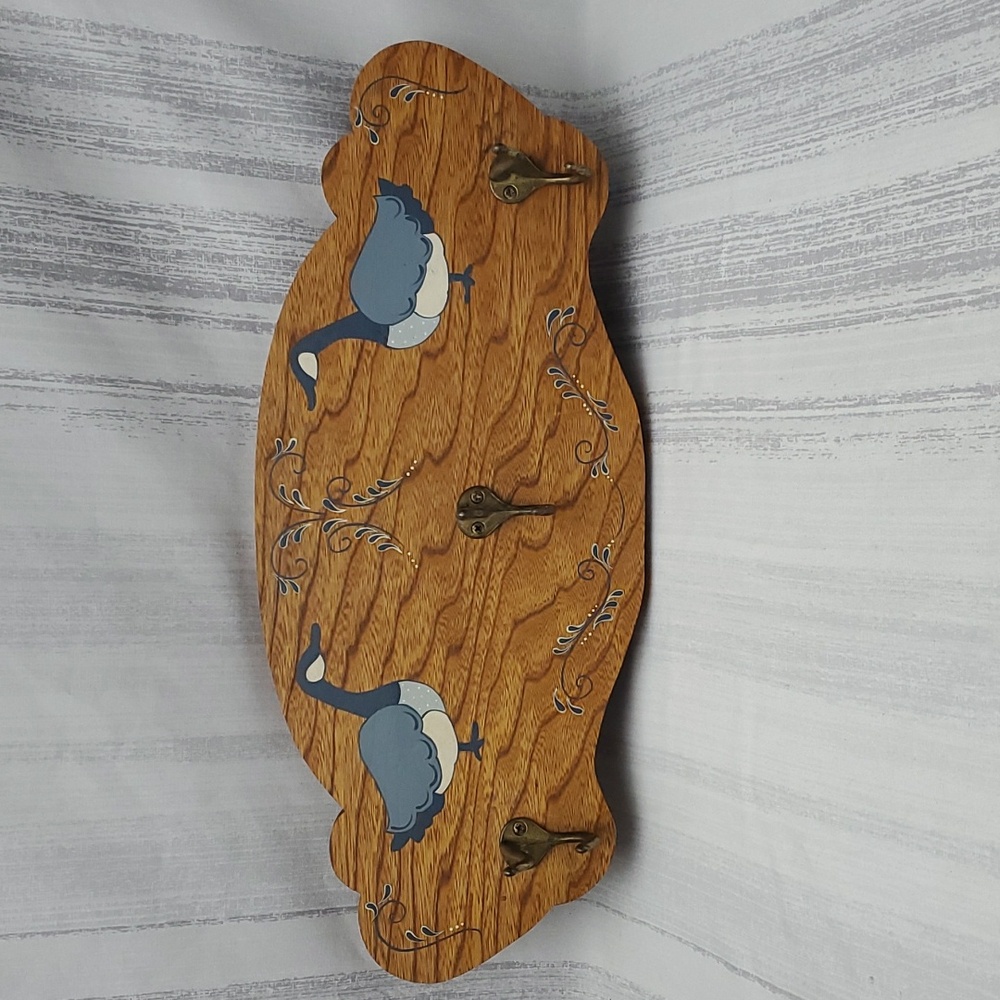 Vintage Country Duck Hook Rack Blue And White Kitchen Towel Rest